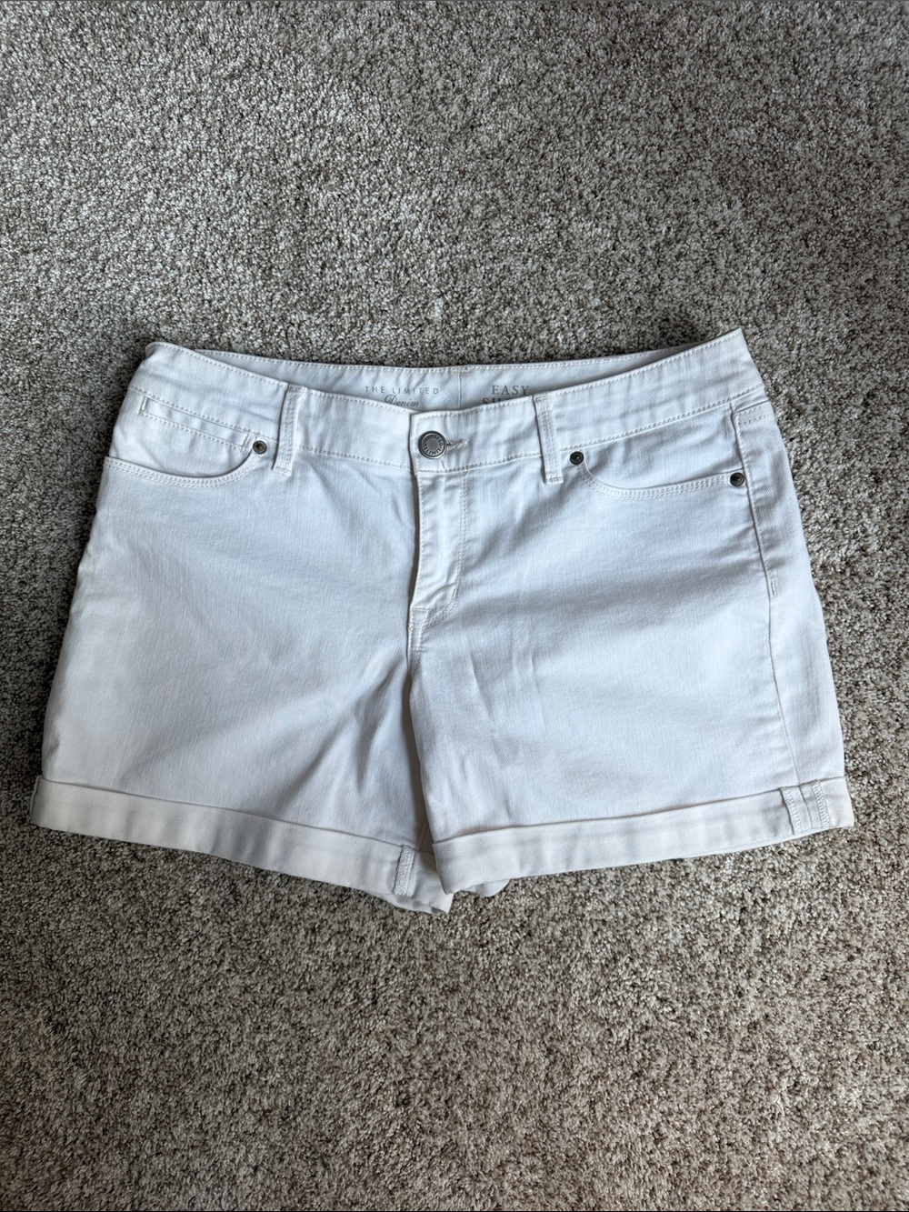 The Limited White Denim Cuffed Shorts
